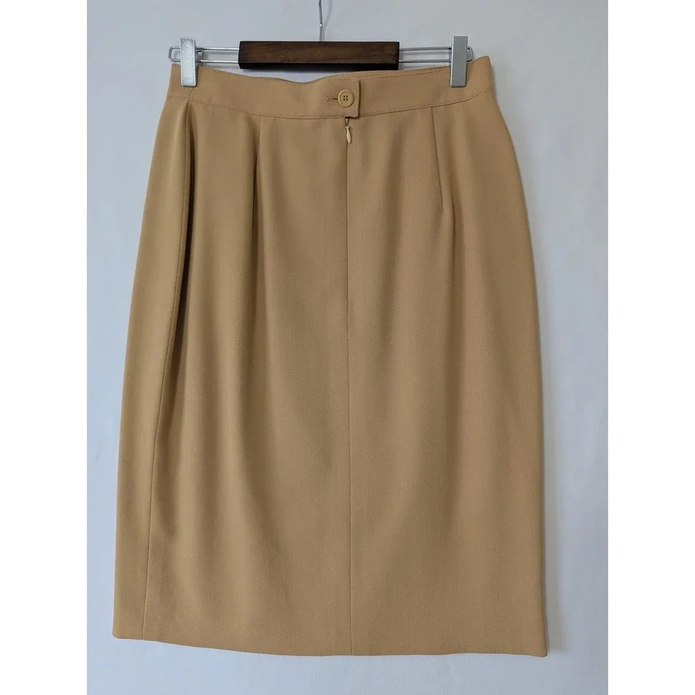 Vintage Escada Margaretha Ley Tan Wool Blend Pencil Skirt Size‎ 40 US 10 Career